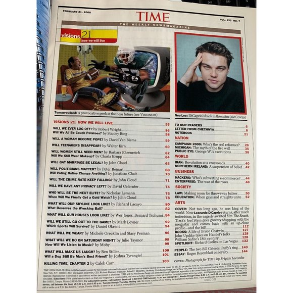 Vintage TIME Magazine February 21, 2000 Leonardo DiCaprio Leo Up Close The Beach - Picture 2 of 2